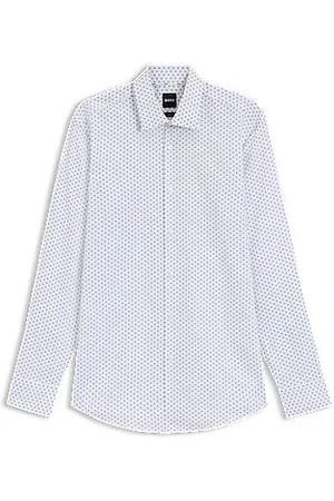 HUGO BOSS Slim-fit overhemd van oxford katoen met stretch en print