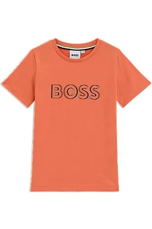 HUGO BOSS Regular-fit katoenen T-shirt met logoprint voor kinderen