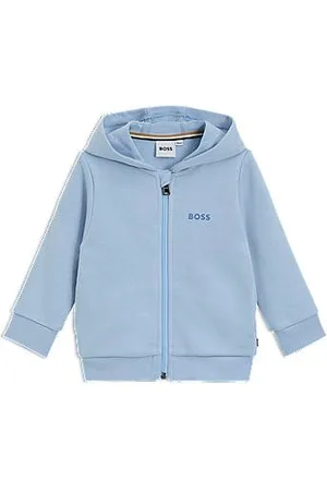 HUGO BOSS Kinderhoodie van een katoenmix met rits en logoprint