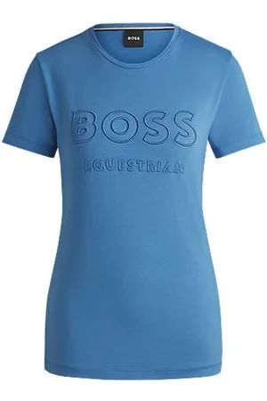 HUGO BOSS T-shirt van stretchkatoen met logostiksel voor ruiters