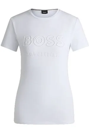 HUGO BOSS T-shirt van stretchkatoen met logostiksel voor ruiters
