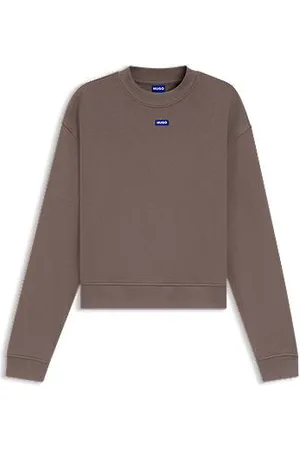 HUGO BOSS Sweater van katoenen badstof met logopatch