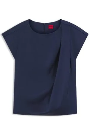 HUGO BOSS Satijnen top met gedrapeerde halslijn