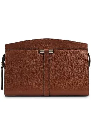 HUGO BOSS Crossbodytas van generfd leer met metalen details