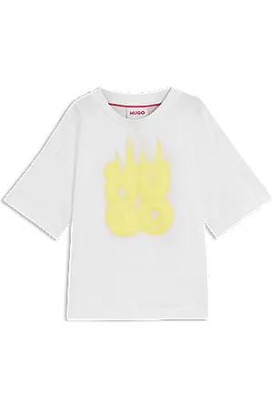 HUGO BOSS Katoenen T-shirt met vlamlogo voor kinderen