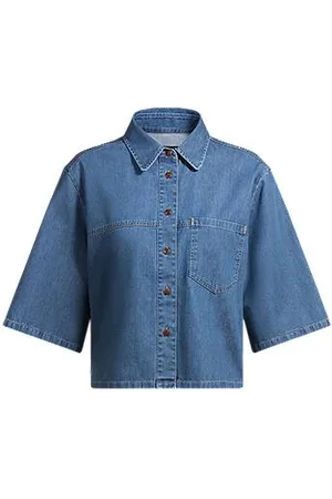 HUGO BOSS Relaxed-fit blouse van selvedge denim