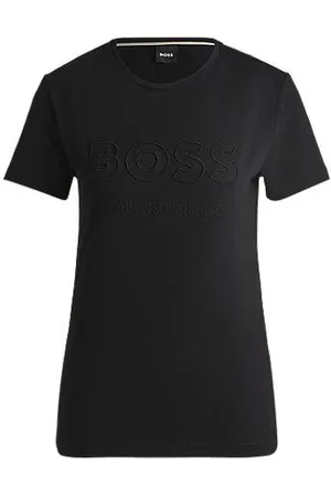 HUGO BOSS T-shirt van stretchkatoen met logostiksel voor ruiters