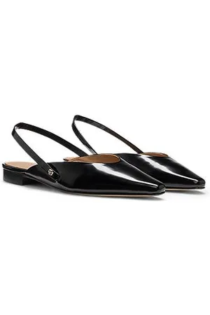 HUGO BOSS Ballerina pumps van leer met open hiel