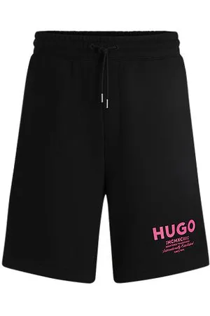 HUGO BOSS Losvallende short van katoenen badstof met logoprint