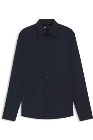 HUGO BOSS Slim-fit overhemd van gestructureerde hoogwaardige stretchjersey