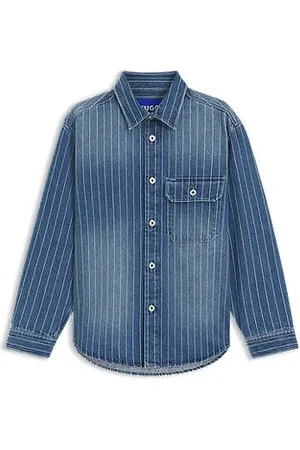 HUGO BOSS Oversized overhemd van gestreept denim