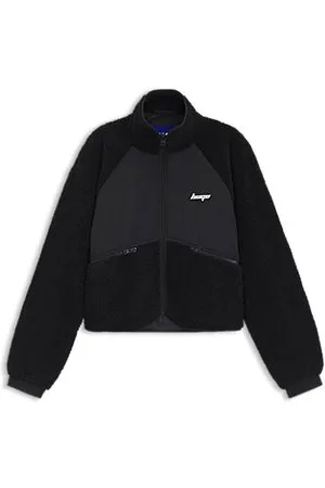 HUGO BOSS Teddyjack met contrasterende stof aan de voorkant