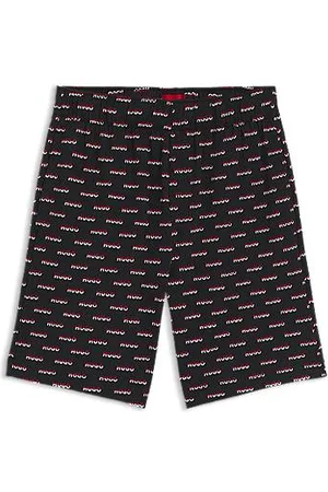 HUGO BOSS Pyjamashort van katoenjersey met logoprint