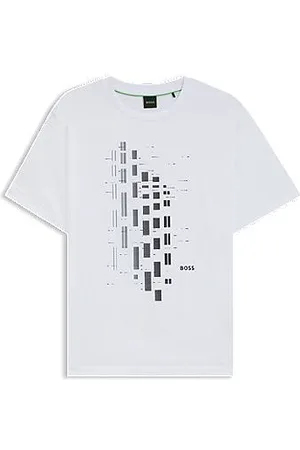 HUGO BOSS T-shirt van stretchkatoen met geometrische print