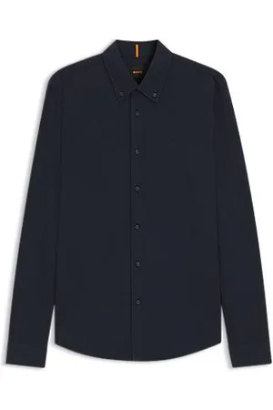 HUGO BOSS Slim-fit overhemd van katoenen jersey