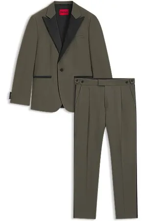 HUGO BOSS Modern-fit pak in popeline van een wolmix