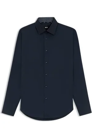 HUGO BOSS Regular-fit overhemd van gemakkelijk te strijken katoenen popeline met stretch