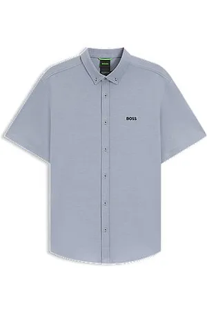 HUGO BOSS Regular-fit overhemd van dynamische katoenen jersey