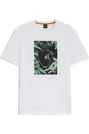 HUGO BOSS T-shirt van katoenen jersey met dierengraphic