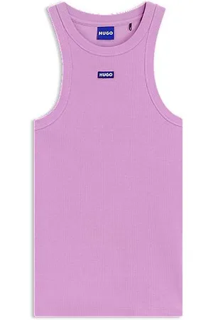 HUGO BOSS Slim-fit top van stretchkatoen met blauwe logopatch