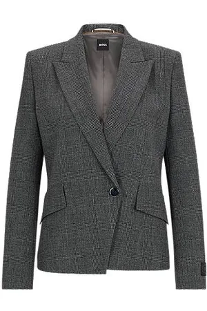 HUGO BOSS Regular-fit blazer van geruit materiaal met peak-revers
