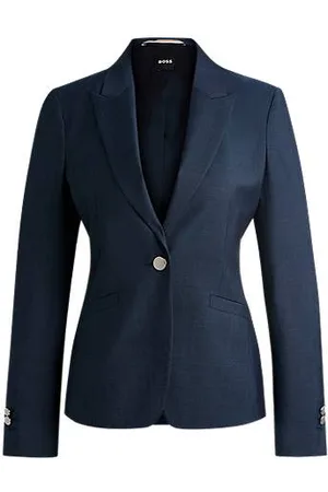 HUGO BOSS Slim-fit twill blazer van scheerwol met denimeffect