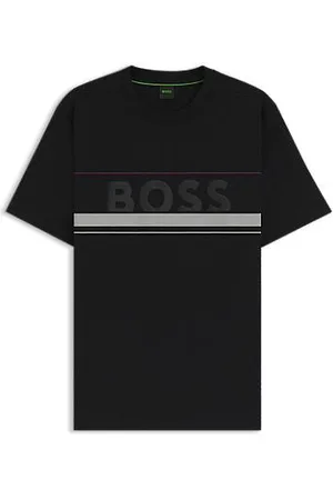 HUGO BOSS T-shirt van katoenen jersey met strepen en logo