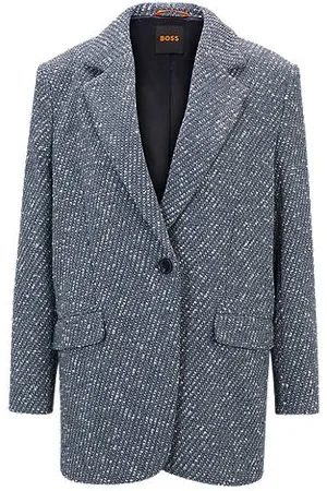 HUGO BOSS Blazer met één knoop van tweed in denimlook