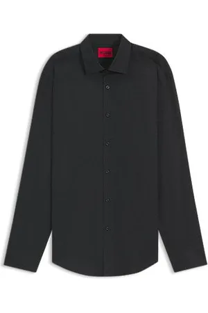 HUGO BOSS Slim-fit overhemd van katoen met logojacquard