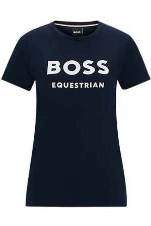 HUGO BOSS Ruitershirt met korte mouwen en logodetails van stretchkatoen