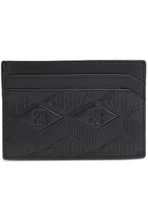HUGO BOSS Pasjeshouder van leer met geometrische logo’s
