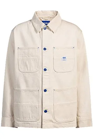 HUGO BOSS Relaxed-fit fieldjacket van ecru denim