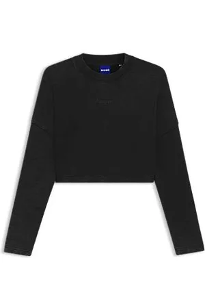 HUGO BOSS Iets korte sweater van katoen met logoprint