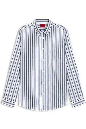 HUGO BOSS Oversized-fit gestreept overhemd van katoenen popeline