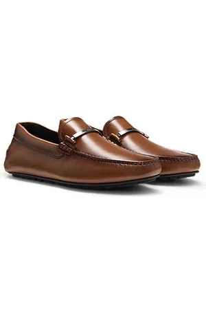 HUGO BOSS Leren loafers met logohardware