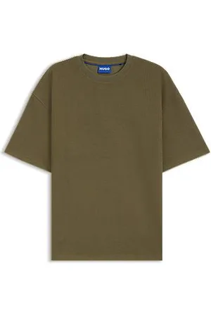 HUGO BOSS Loose-fit T-shirt van een katoenmix met wafelstructuur