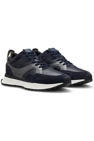 HUGO BOSS Sneakers van bewerkt leer met ondersteunende buitenzool