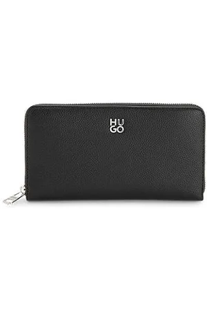 HUGO BOSS Portemonnee van imitatieleer met ritssluiting rondom en tweedelig logo