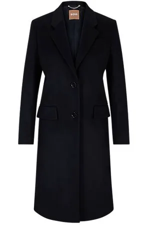 HUGO BOSS Slim-fit mantel van scheerwol en kasjmier