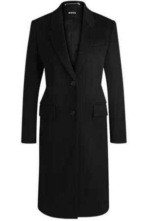 HUGO BOSS Slim-fit mantel van scheerwol en kasjmier