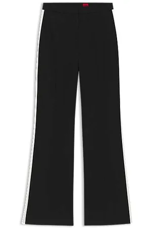 HUGO BOSS Regular-fit broek van stretchmateriaal met strepen opzij