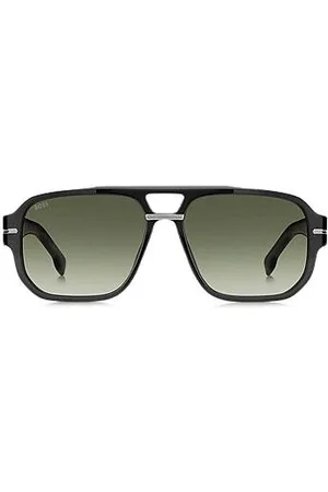 HUGO BOSS Zonnebril van grijs acetaat met accenten met dessin