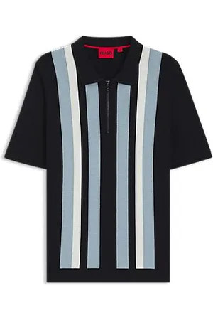 HUGO BOSS Gebreide polotrui met ritskraag en verticale strepen