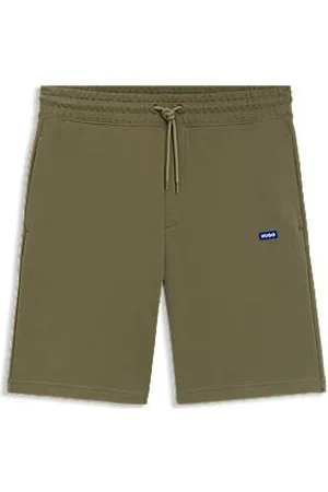 HUGO BOSS Short van katoenen sweatstof met trekkoord en blauw logolabel