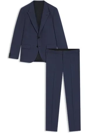 HUGO BOSS Driedelig slim-fit pak met sharkskin-weefpatroon
