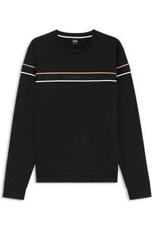 HUGO BOSS Sweatshirt van katoenen badstof met kenmerkende streep