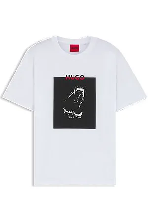 HUGO BOSS T-shirt van katoenen jersey met dobermann-print