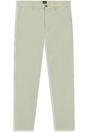 HUGO BOSS Tapered-fit satijnen chino van stretchkatoen
