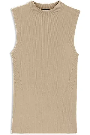 HUGO BOSS Mouwloze top met hoge hals van geribbeld materiaal