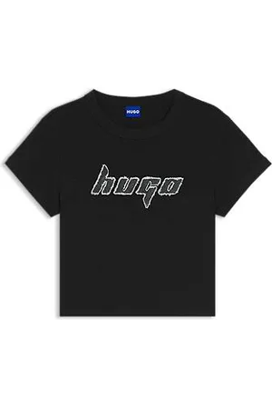 HUGO BOSS Katoenen T-shirt met artwork en contrastranden
